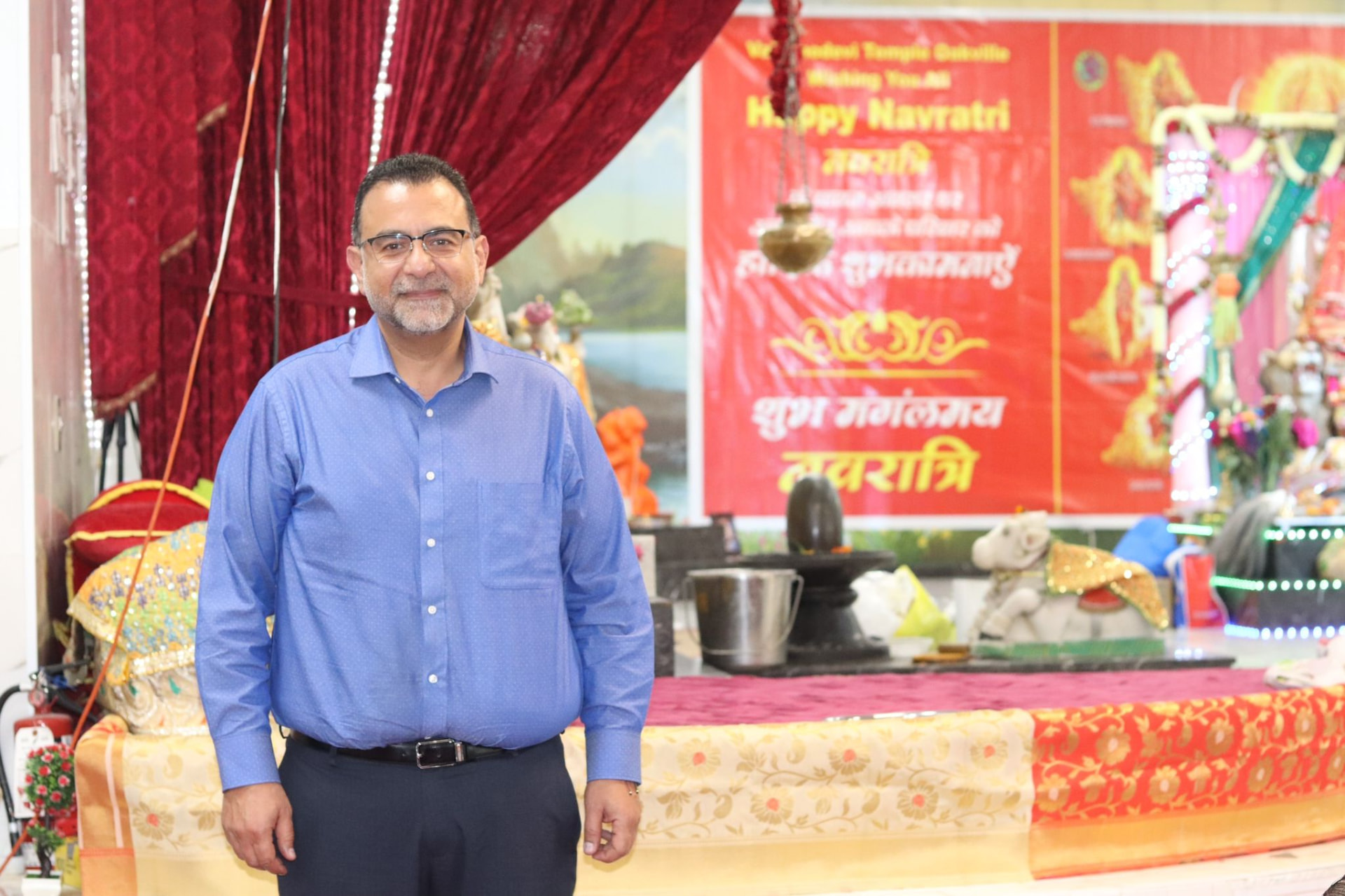 Amir Henry at a Happy Navratri temple celebration