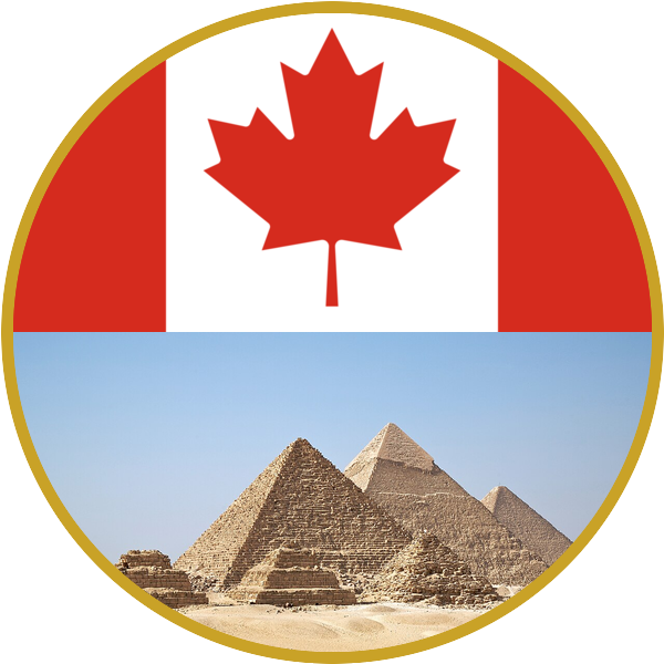 Canadian flag and the Pyramids of Egypt